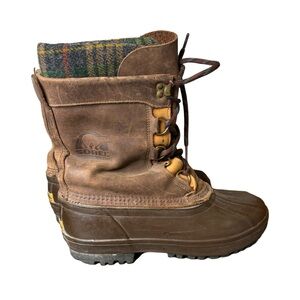 Vintage SOREL Kaufman Brown Leather Winter Boots Size Men’s 9 Super Warm